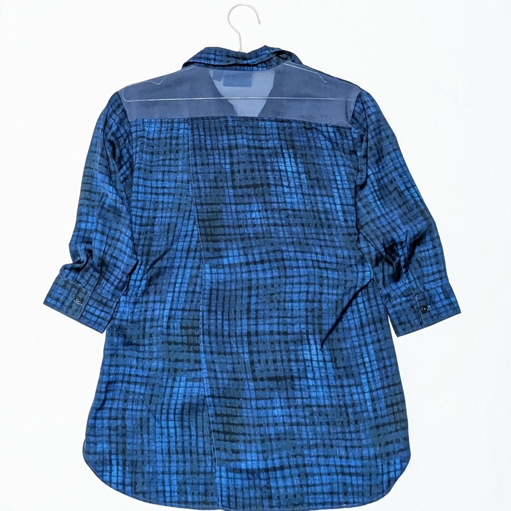 Simply Vera Vera Wang | Tunic | Plaid | Watercolor | Abstract | V Neck | Buttons - Picture 4 of 7